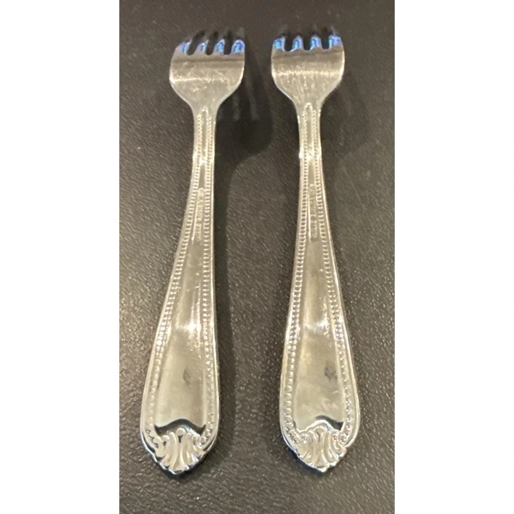 Lenox Bead Plume Glossy Salad Fork Forks Set Of 2 Stainless Flatware